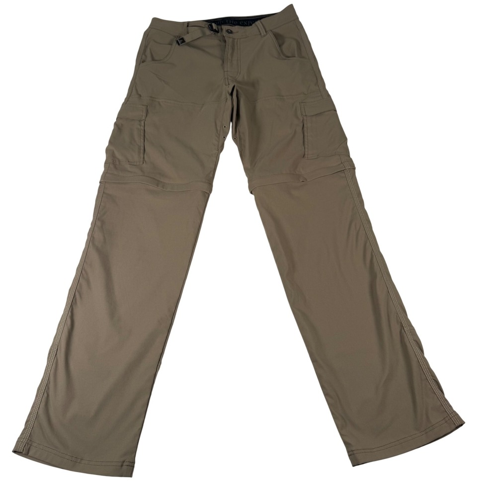 Prana Zion Convertible Cargo Pants Mens 30x34 Tan Nylon Stretch Hiking Outdoor
